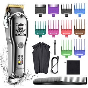 Kit de tondeuses à cheveux professionnelles pour barbier, tondeuse à barbe, étanche IPX7, sans fil, alimentation USB, lame en acier inoxydable - Product Image 3
