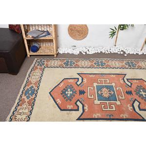 พรมวินเทจตุรกีขนาด 5.5x7.2 ฟุต พรมปูพื้น พรมลายจุดสีเบจ - Product Image 5