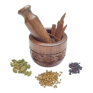 Mortero y Maja de Madera Ecológicos de Fabricación OEM para Cocina Casera con Textura Natural que Mejora la Calidad de Molienda de Especias - Product Image 4