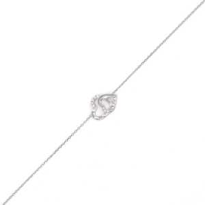925 Sterling <b>Silver</b> Fine Charm Bracelet Two Heart Design Chain with <b>Pen</b> White Color - Product Image 4