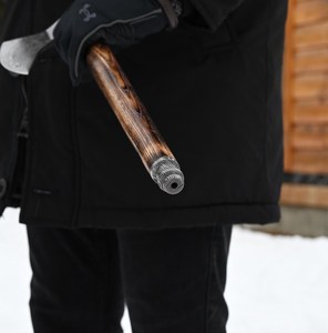 ขวานเหล็กดามัสกัสแบบทนทานทำด้วยมือพร้อมปลอกหนังหุ้มออกแบบโลโก้ได้ตามต้องการสำหรับการล่าสัตว์การตั้งแคมป์และของขวัญ-เกรดอุตสาหกรรม - Product Image 4