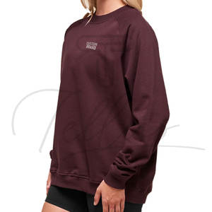 Nouveau design Automne Hiver 100% coton Logo frontal personnalisable Pull ample surdimensionné Femme Col rond Sweat-shirt - Product Image 3