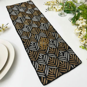 Camino de mesa con cuentas negro y Beige bordado, mesa de comedor con cuentas de cristal Floral de lujo moderno, acento para bodas y Navidad - Product Image 5