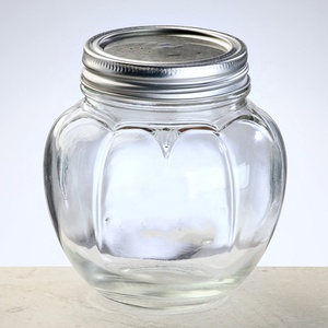 Pot transparent en verre avec couvercle en métal à vis pour biscuits, grand ventre, <span class=keywords><strong>nouveau</strong></span> Design, pot Mason vide en forme de citrouille - Product Image 1