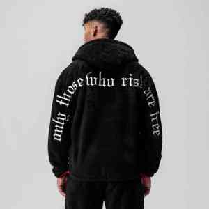 Sudadera con capucha y cremallera de Sherpa de algodón 100% para hombre y mujer, ropa de invierno informal, aventuras al aire libre, impresión Digital bordada - Product Image 4