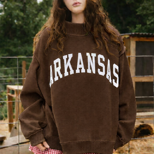 Women Oversized Long Front Logo Mockneck Sweatshirt Winter Essential Soft Fabric Relaxed Loose Fit Casual Wear Cozy Pullover <b>Top</b> - Product Image 6