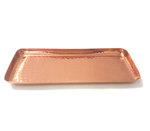 Bandeja de servicio de cobre Diseño real Mango de aluminio Martillado Artesanía redonda Bandeja de cobre - Product Image 5