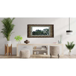 Cube Art Déco Bois Miroir Mosaïque Décoration Murale pour Salon 4x3.5x3 Pieds - Product Image 6