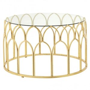 Meilleure qualité table centrale ronde en métal Table basse dessus en verre couleur dorée électro plaqué bas prix commande en gros quantité inde - Product Image 6