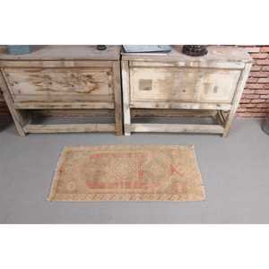 Vintage Turkish Rug, 0.1x3.1 ft <b>Runner</b> Rug, Brown <b>Red</b> Persian Rug - Product Image 3