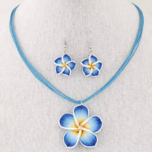 Hawaiian Plumeria Rubra Bohemia Tropical flor aleación colgante pendientes collar conjunto para Luau Beach Party regalo de mujer - Product Image 2
