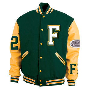 Chaqueta Letterman para hombre con logotipo bordado del equipo universitario Chaqueta Varsity para hombre con diseño de color de contraste de dos tonos - Product Image 4