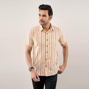 เสื้อเชิ้ตผู้ชายลายทางผ้าป๊อปลินทรงเข้ารูปสำหรับฤดูร้อน-ระบายอากาศได้ดี 100% และ ODM - Product Image 2