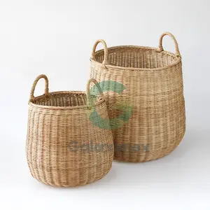 Round Wicker Easter Basket Wicker Laundry Basket Rattan Storage Basket made by Vietnamese Handicraft Manufacturer