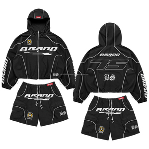 ชุดเซ็ตเสื้อแจ็คเก็ตกันลมและกางเกงขาสั้นผู้ชาย รุ่นคัสตอม 2025  ชุดเซ็ตเสื้อแจ็คเก็ตกันลมและกางเกงขาสั้นไนลอนสำหรับผู้ชายและผู้หญิง - Product Image 3