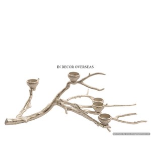 Hot Selling Heavy Duty Metal Silver Finishing Shiny Polished Antler Designer <b>Candle</b> <b>Stick</b> <b>Holder</b> Table Centerpiece Supplies - Product Image 5