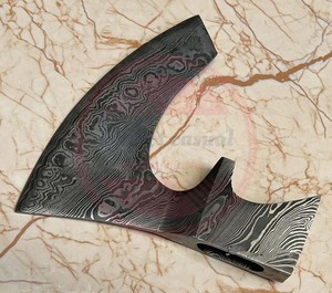 Hand Forged Damascus Steel Viking <b>Axe</b> Head Bearded <b>Axe</b> Head Camping Hatchet Heads for Wood Cutting - Product Image 3