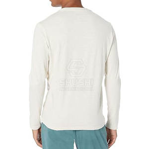 Vente en gros de t-shirts à manches longues en tissu peigné Spandex/coton personnalisés coupe ample et respirants respectueux de l'environnement - Product Image 2