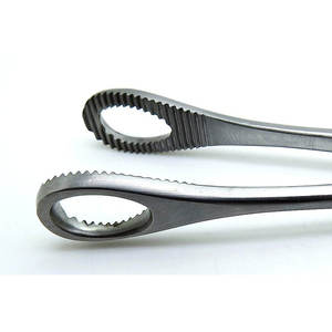 Fórceps de sujeción de esponja Foerster de acero inoxidable de alta calidad, instrumentos quirúrgicos de mandíbulas dentadas ovaladas a la venta - Product Image 1