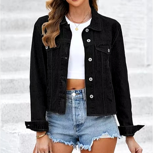 Veste en jean surdimensionnée pour femmes, boutonnée, décontractée, vêtements d'extérieur en jean avec rembourrage en coton, conception personnalisée, service assuré par le FEO - Product Image 1