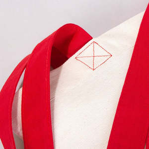 Cotton Tote Bag with Red Handles 16 14 (40 35 Cm) Solid Red <b>Color</b> - Product Image 5