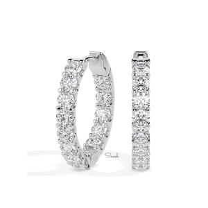 Pendientes de aro de diamantes cultivados en laboratorio de oro macizo de 14K, regalo de Joyería de diamantes pequeños y delicados de adentro hacia afuera para esposa - Product Image 4