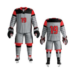 Dernier produit personnalisé de haute qualité Impression par sublimation Séchage rapide OEM Sports Hommes Col en V Rayé Hommes Maillot de hockey sur glace - Product Image 1