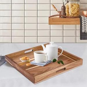 Bandejas de comida rectangulares de madera ecológicas para uso doméstico y en restaurantes Bandejas de madera para servir de F S International - Product Image 1