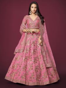 ชุดแต่งกายเจ้าสาว lehenga choli ดีไซน์พิเศษสีชมพูแบบแต่งสำเร็จสำหรับอินเดียและปากีสถาน - Product Image 2