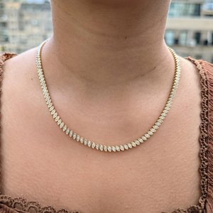 Marquise Bezel Set Diamond Tennis <b>Necklace</b> 6.00 Ct EF VVS Lab Grown Diamond In 14K Gold Bridal Wedding Engagement Party Wear - Product Image 3