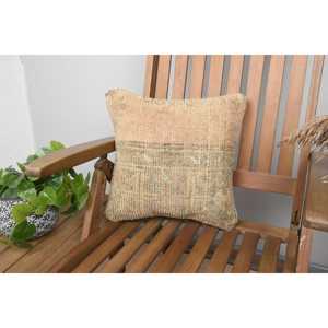 Beige Wool Kantha <b>Patchwork</b> Pillow 14x14 Inch Luxury Vintage Embroidered Fluffy Rustic <b>Throw</b> Pillow for Floor Use - Product Image 1