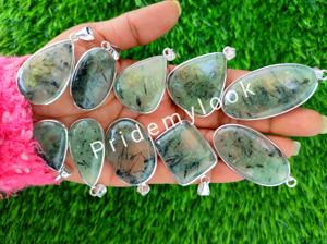 En gros 925 Argent Plaqué Bohème À La Mode Prehnite Pendentif Mode Fête Fait En Laiton Naturel Lunette Réglage Incrustation pour Enfants - Product Image 5