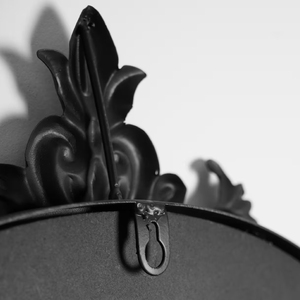 Vintage Designed Wall Mirror with Black Ornate Metal <b>Frame</b> Handcrafted Black Glass Mirror <b>Arch</b> Design Supplied Indian Vendor - Product Image 5