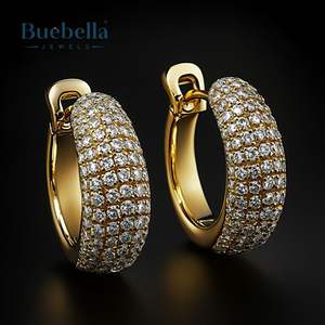 Pendientes de Aro Hip Hop de Plata de Ley 925 con Micro Pavé de Diamantes Redondos Brillantes Cultivados en Laboratorio de 15 mm y Oro de 18 Quilates para Hombre - Product Image 2