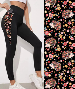 Pantalons de yoga pour femmes en gros, doux comme du beurre, extensibles, écologiques, personnalisés avec un motif de chien, taille haute avec poche triangulaire, leggings - Product Image 4