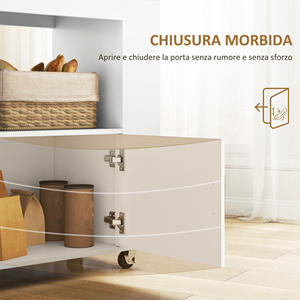 HOMCOM Carrito de cocina con ruedas, estantes, armario y portabotellas, 83x40x83 cm, roble - Product Image 6