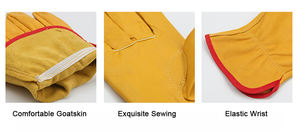 Gants de travail en cuir de vachette de couleur naturelle, gants de travail de couleur beige, style Wells Lemont, gants d'électricien - Product Image 4