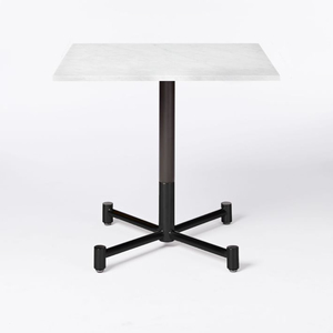 Table basse de salle à manger en bois de noyer foncé carré moderne en gros avec piédestal en fer et base en finition laiton pour café, restaurant, maison - Product Image 5
