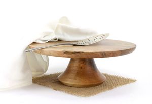 ถาดไม้อาคาเซียแบบทำมือขาตั้งสำหรับวางเค้กเครื่องล้างจานปลอดภัยสำหรับเสิร์ฟเค้กผลไม้ - Product Image 3