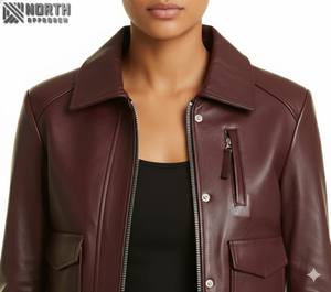 Nuevo diseño, venta al por mayor, chaqueta transpirable de punto cálido de cuero genuino para mujer, logotipo personalizable, tamaño de Color - Product Image 4