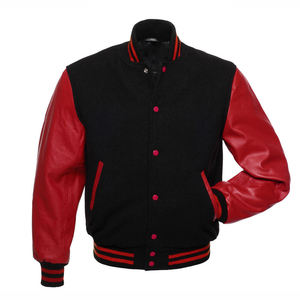 OEM Manufacturer High Quality <b>Men's</b> Baseball Letterman Varsity <b>Jacket</b> Custom Embroidery Leather Sleeves Windbreaker <b>Jacket</b> - Product Image 4