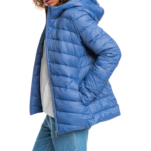 Chaqueta acolchada azul cielo para mujer de calidad superior 2025 diseño de moda largo y brillante con tela estampada con relleno de algodón - Product Image 5