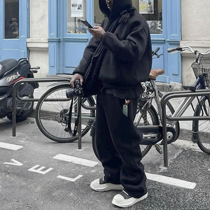 <b>Winter</b> Custom Logo Track Suits French Terry <b>Hoodie</b> Set Mens Blank Heavy Weight Thick Fleece Cotton Oversized Tracksuits for Men - Product Image 5