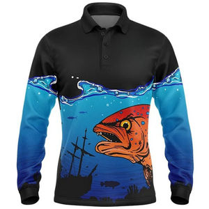 Chemises de pêche polo pour hommes de qualité supérieure, personnalisées, protection UV UPF 50+, 100% polyester respirant, manches longues - Product Image 5