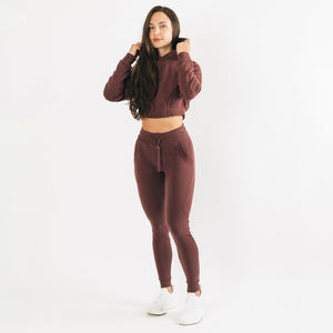 Nueva moda de alta calidad, ropa de calle, suéter liso personalizado, suéter corto, sudaderas con capucha de punto para mujer - Product Image 6