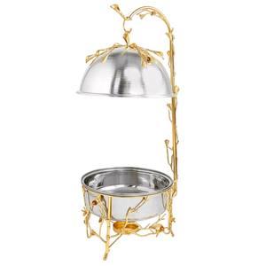 Plat de service chauffant en acier inoxydable finition or, fait main, de luxe, pour les mariages, les fêtes et les événements de traiteur, élégant - Product Image 1