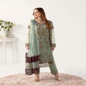 Luxe lourd broderie Ramsha Vol M-11 indien pakistanais robe de mariée Organza Collection vente entière fête porter Lehnga Choli - Product Image 3