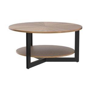 Mesa de Centro Moderna con Base de Metal Negro y Tapa de Madera, Elegante para Usar en la Cocina, Sala de Estar o Sótano - Product Image 5
