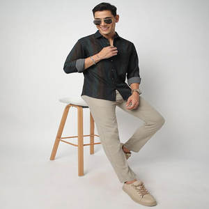 Camisas formales de negocios de talla grande para hombre, camisa informal de algodón a rayas de manga larga, venta al por mayor, personalizable para adolescentes, transpirable - Product Image 5