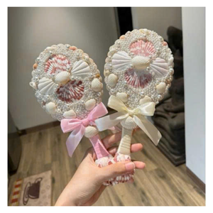 กระจกเปลือกหอยเวียดนามธรรมชาติพร้อมเปลือกที่หลากหลายขนาดกะทัดรัดและตกแต่งด้วยกระจกเปลือกหอยเหมาะสำหรับการแต่งหน้าการเดินทางชายหาดชุดคิท - Product Image 5